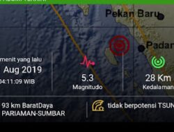 Gempa 5,3 SR Guncang Padang