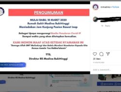 Antisipasi Korona, Rumah Sakit di Bukittinggi Tiadakan Jam Bezuk
