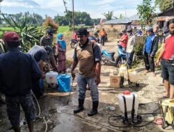 Swadaya, Warga Balai Panjang Lakukan Penyemprotan Disinfektan