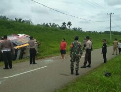 Mobil Polres Dharmasraya Kecelakaan saat Patroli Penanganan Covid-19