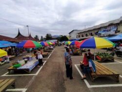Pasar Baru Pulau Punjung Terapkan Physical Distancing, Jarak antar Pedagang Diatur