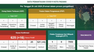 Sembuh Enam Orang, Tambahan Positif 16 Kasus Baru