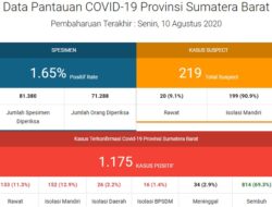 Total Positif 1.175 Kasus, Sembuh 814 Orang