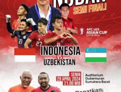 Dukung Timnas U23! Nobar Semifinal Piala Asia di Auditorium Gubernuran dan 5 Titik Videotron Sumbar