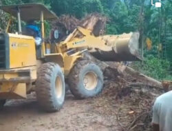 Dinas PUPR Pessel Bersihkan Material Longsor di Badan Jalan Koto Pulai-Tatanggo