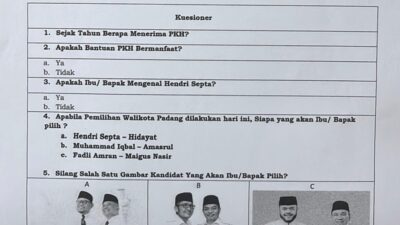 Diduga Kerahkan Pendamping PKH, Ada Survei Mengarahkan ke Satu Paslon Pilkada Padang