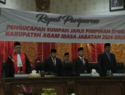 H. Ilham Resmi Dilantik Sebagai Ketua DPRD Agam Periode 2024-2029