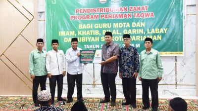 1.096 Petugas Keagamaan se Kota Pariaman Terima Zakat dari Baznas