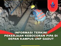 Perumda AM Padang Perbaiki Kebocoran Pipa di Depan UNP Gadut, Distribusi Air Sempat Terganggu