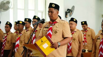 Pelantikan pengurus Saka Pramuka Rintisan Yogaswara KPUD Tanah Datar. (ist)