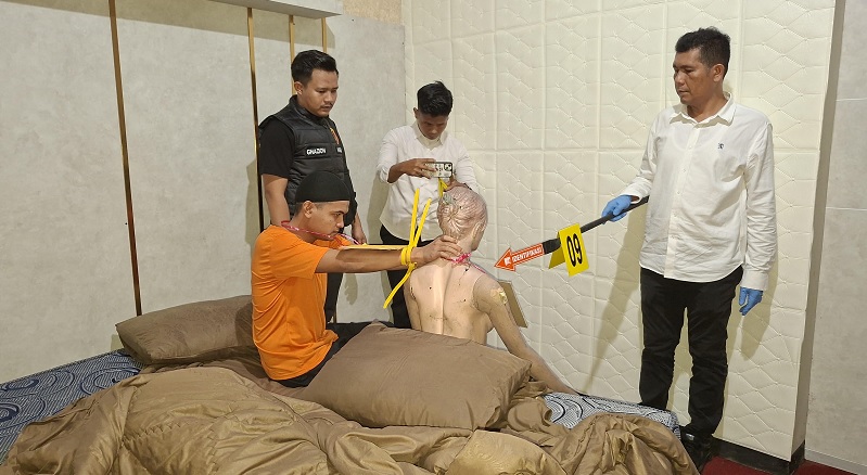 Proses rekonstruksi pembunuhan.