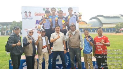 Estafet 4 x 400 Meter Putra Sumbang Emas Ketujuh Atletik Kota Solok di Porprov XVI