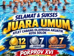 Renang Kota Solok Juara Umum Porprov XVI Sumbar 2026, Sabet 26 Medali